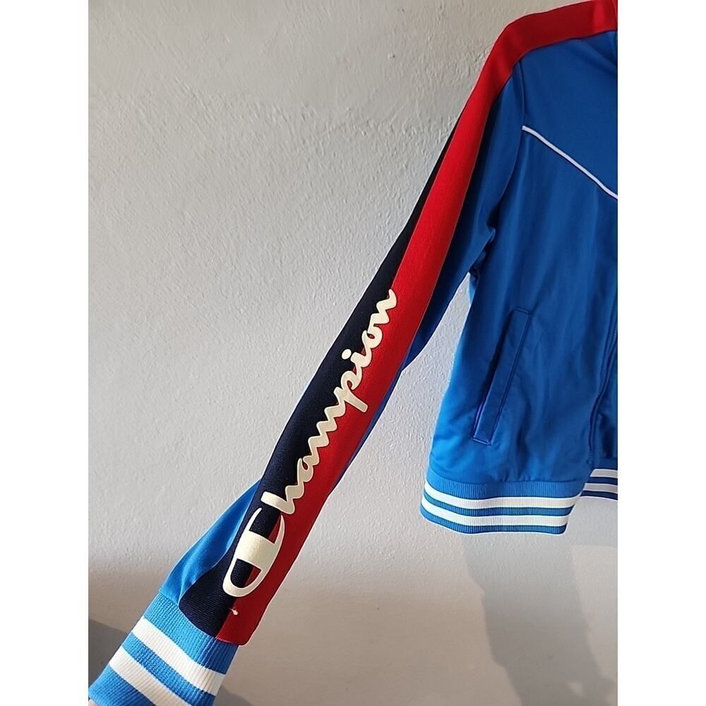 Vintage Champion Men's Small Color Block Logo Retro Track Jacket Youth Large - Picture 5 of 6